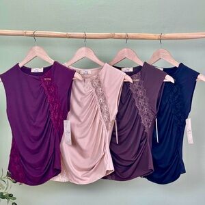 Made in Italy Elegant Sleeveless Tops with Lace Detail